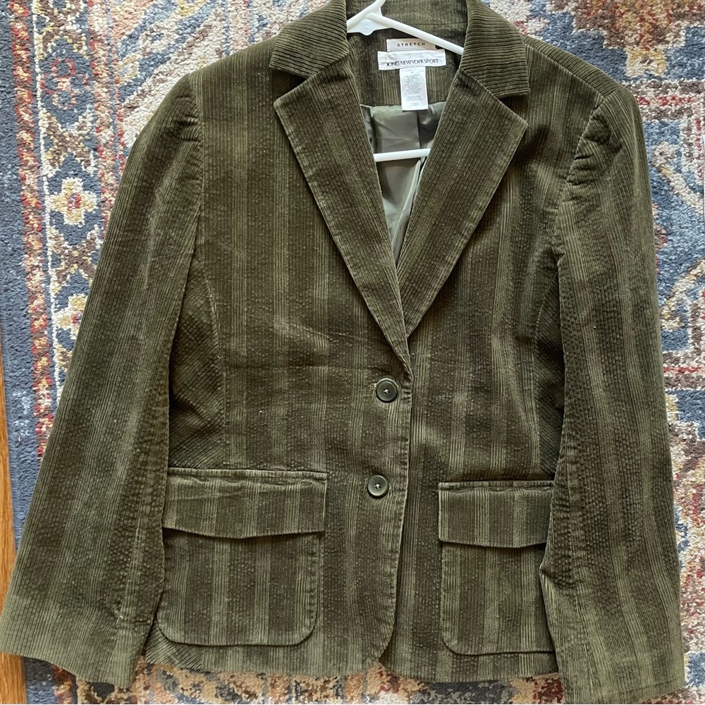 Vintage Corduroy Green blazer- stretchy